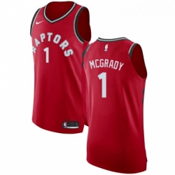 Mens Nike Toronto Raptors 1 Tracy Mcgrady Authentic Red Road NBA Jersey Icon Edition