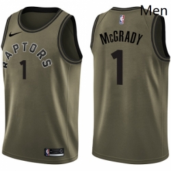 Mens Nike Toronto Raptors 1 Tracy Mcgrady Swingman Green Salute to Service NBA Jersey