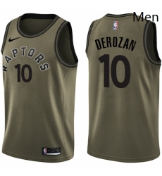Mens Nike Toronto Raptors 10 DeMar DeRozan Swingman Green Salute to Service NBA Jersey