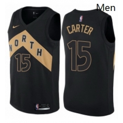 Mens Nike Toronto Raptors 15 Vince Carter Authentic Black NBA Jersey City Edition