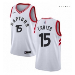 Mens Nike Toronto Raptors 15 Vince Carter Authentic White NBA Jersey Association Edition