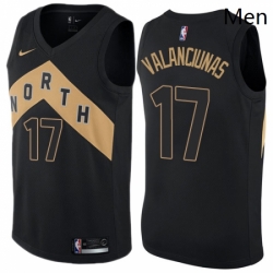 Mens Nike Toronto Raptors 17 Jonas Valanciunas Swingman Black NBA Jersey City Edition