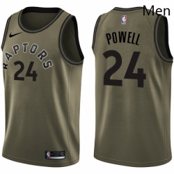Mens Nike Toronto Raptors 24 Norman Powell Swingman Green Salute to Service NBA Jersey 