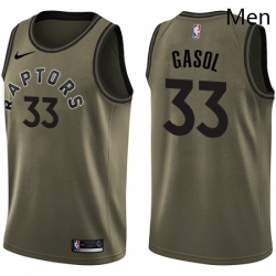 Mens Nike Toronto Raptors 33 Marc Gasol Green NBA Swingman Salute to Service Jersey 