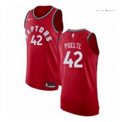 Mens Nike Toronto Raptors 42 Jakob Poeltl Authentic Red Road NBA Jersey Icon Edition