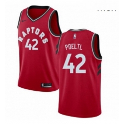 Mens Nike Toronto Raptors 42 Jakob Poeltl Swingman Red Road NBA Jersey Icon Edition