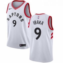 Mens Nike Toronto Raptors 9 Serge Ibaka Authentic White NBA Jersey Association Edition