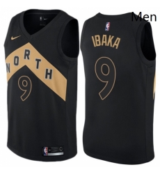 Mens Nike Toronto Raptors 9 Serge Ibaka Swingman Black NBA Jersey City Edition
