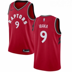 Mens Nike Toronto Raptors 9 Serge Ibaka Swingman Red Road NBA Jersey Icon Edition