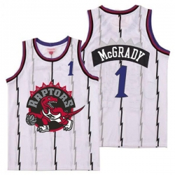 Raptors 1 Tracy McGrady White Big Gray Red Logo Retro Jersey0
