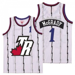 Raptors 1 Tracy McGrady White Big White TR Logo Retro Jersey 7