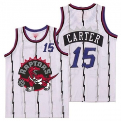 Raptors 15 Vince Carter White Big Gray Red Logo Retro Jersey0