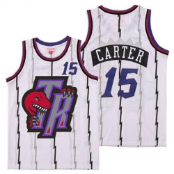 Raptors 15 Vince Carter White Big Gray TR Logo Retro Jersey 9