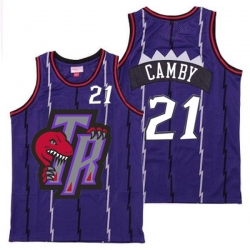 Raptors 21 Marcus Camby Purple Big Gray TR Logo Retro Jersey0