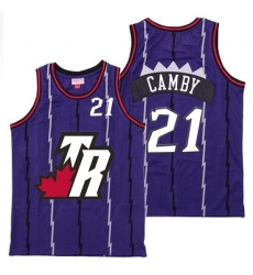 Raptors 21 Marcus Camby Purple Big White TR Logo Retro Jersey