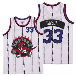 Raptors 33 Marc Gasol White Big Gray Red Logo Retro Jersey1