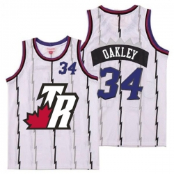 Raptors 34 Charles Oakley White Big White TR Logo Retro Jersey 7