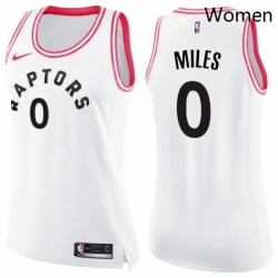 Womens Nike Toronto Raptors 0 CJ Miles Swingman WhitePink Fashion NBA Jersey 