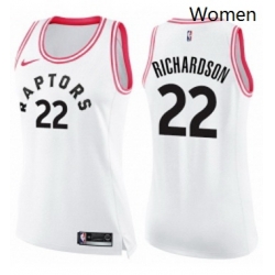 Womens Nike Toronto Raptors 22 Malachi Richardson Swingman WhitePink Fashion NBA Jersey 