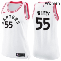 Womens Nike Toronto Raptors 55 Delon Wright Swingman WhitePink Fashion NBA Jersey