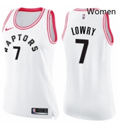 Womens Nike Toronto Raptors 7 Kyle Lowry Swingman WhitePink Fashion NBA Jersey