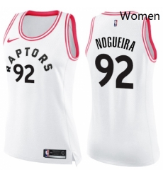 Womens Nike Toronto Raptors 92 Lucas Nogueira Swingman WhitePink Fashion NBA Jersey
