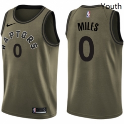 Youth Nike Toronto Raptors 0 CJ Miles Swingman Green Salute to Service NBA Jersey 