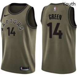 Youth Nike Toronto Raptors 14 Danny Green Swingman Green Salute to Service NBA Jersey 