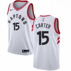 Youth Nike Toronto Raptors 15 Vince Carter Authentic White NBA Jersey Association Edition