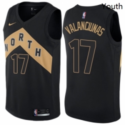 Youth Nike Toronto Raptors 17 Jonas Valanciunas Swingman Black NBA Jersey City Edition