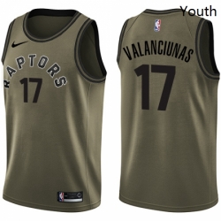 Youth Nike Toronto Raptors 17 Jonas Valanciunas Swingman Green Salute to Service NBA Jersey