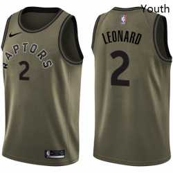 Youth Nike Toronto Raptors 2 Kawhi Leonard Swingman Green Salute to Service NBA Jersey 