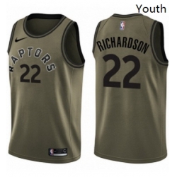 Youth Nike Toronto Raptors 22 Malachi Richardson Swingman Green Salute to Service NBA Jersey 
