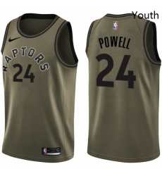 Youth Nike Toronto Raptors 24 Norman Powell Swingman Green Salute to Service NBA Jersey 