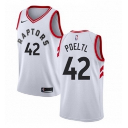 Youth Nike Toronto Raptors 42 Jakob Poeltl Authentic White NBA Jersey Association Edition