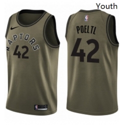 Youth Nike Toronto Raptors 42 Jakob Poeltl Swingman Green Salute to Service NBA Jersey