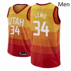 Men NBA 2018 19 Utah Jazz 34 Trey Lewis City Edition Red Jersey 