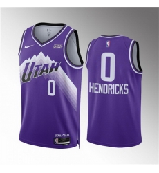 Men Utah Jazz 0 Taylor Hendricks Purple 2023 24 City Edition Stitched Basketball Jersey