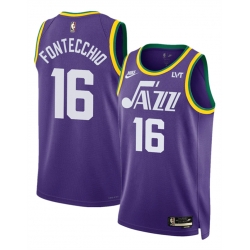 Men Utah Jazz 16 Simone Fontecchio Purple 2023 Classic Edition Stitched Basketball Jersey