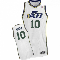 Mens Adidas Utah Jazz 10 Alec Burks Authentic White Home NBA Jersey