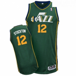 Mens Adidas Utah Jazz 12 John Stockton Authentic Green Alternate NBA Jersey