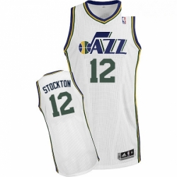 Mens Adidas Utah Jazz 12 John Stockton Authentic White Home NBA Jersey