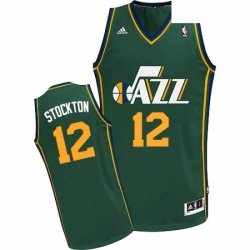 Mens Adidas Utah Jazz 12 John Stockton Swingman Green Alternate NBA Jersey