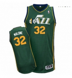 Mens Adidas Utah Jazz 32 Karl Malone Authentic Green Alternate NBA Jersey