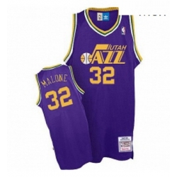 Mens Adidas Utah Jazz 32 Karl Malone Authentic Purple Throwback NBA Jersey