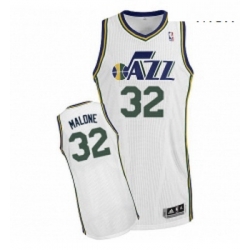 Mens Adidas Utah Jazz 32 Karl Malone Authentic White Home NBA Jersey