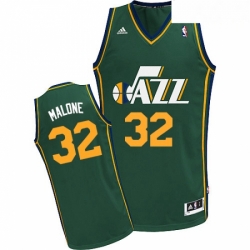 Mens Adidas Utah Jazz 32 Karl Malone Swingman Green Alternate NBA Jersey