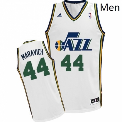 Mens Adidas Utah Jazz 44 Pete Maravich Swingman White Home NBA Jersey
