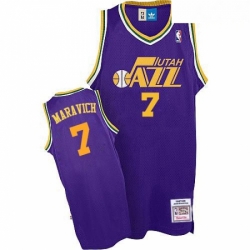 Mens Adidas Utah Jazz 7 Pete Maravich Authentic Purple Throwback NBA Jersey