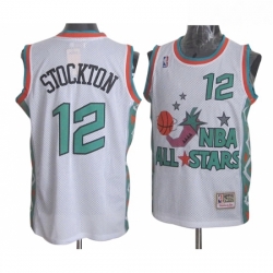 Mens Mitchell and Ness Utah Jazz 12 John Stockton Swingman White 1996 All Star Throwback NBA Jersey